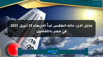 عاجل الآن: حالة الطقس غداً الأربعاء 23 أبريل 2025 في مصر بالتفصيل